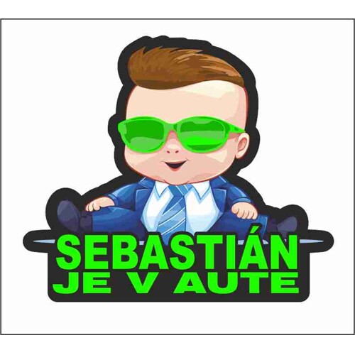 Chlapec v aute s menom